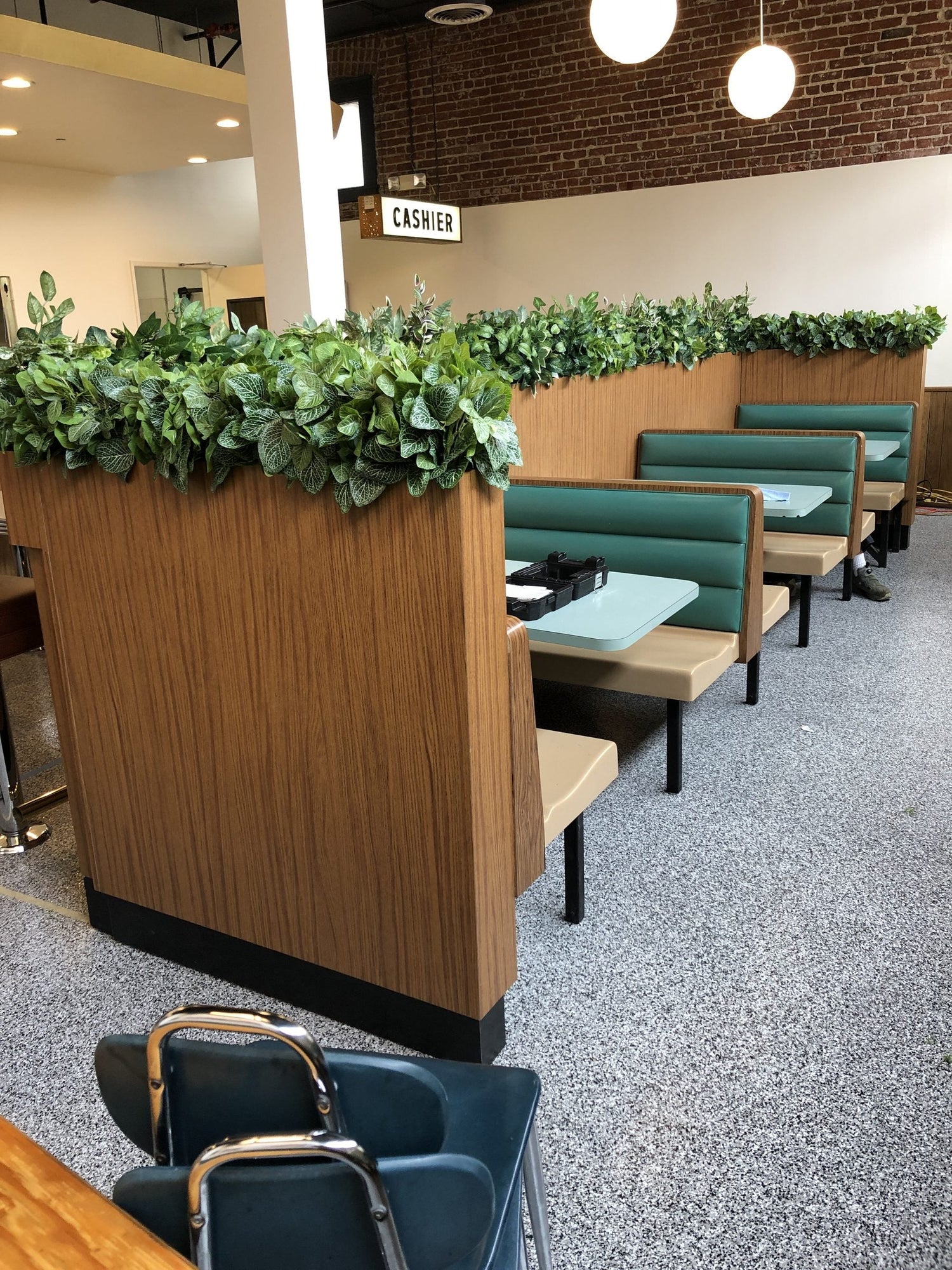 Custom restaurant booths installed at an LA restaurant